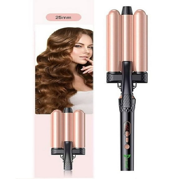 Ustar 3 Barrel Curling Iron Wand Triple Hair Waver Ceramic Tourmaline Hair Crimper 25mm 1 inch Temperature Adjustable Heat Up Quickly Waver Iron Pink