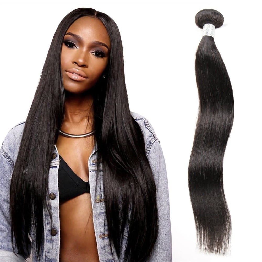 Ustar Affordable 100% Human Hair Straight One Bundle 10"-30"inch Natural BLACK 10”