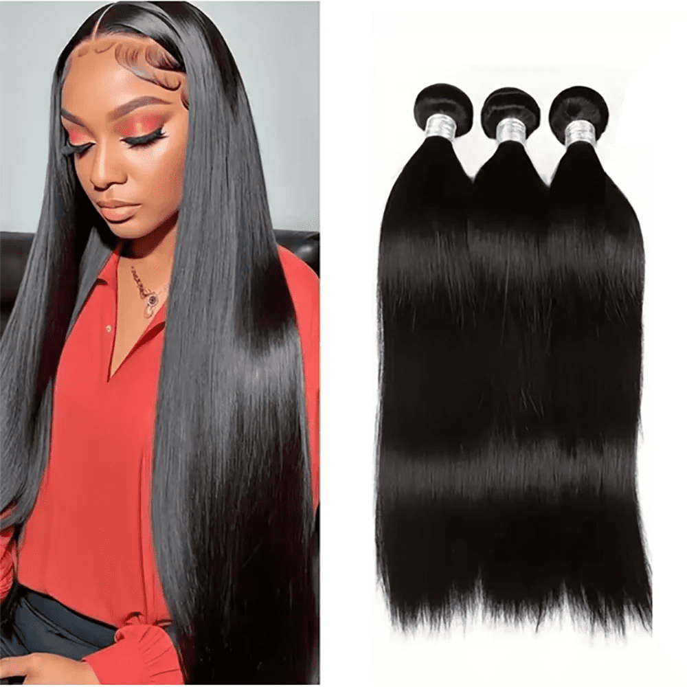 Brazilian Virgin Human Hair Extensions 3 Bundles Straight 20 22 24 Inch Amazon.com : Human Hair Bundles 20 22 24 Inch Loose Deep  main image 3