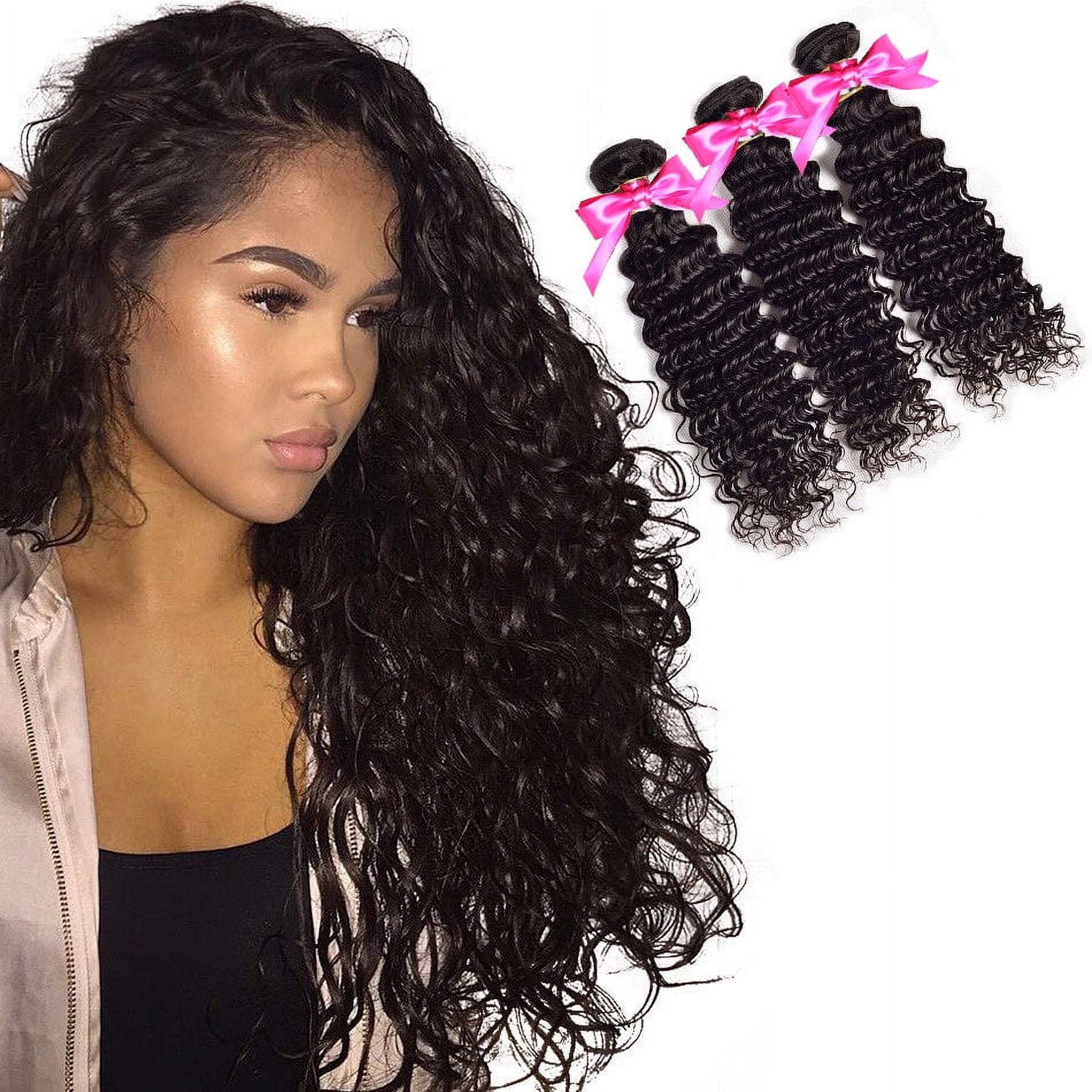 Ustar Brazilian Virgin 3 Bundles Deep Wave 100% Human Hair 10"12"14"