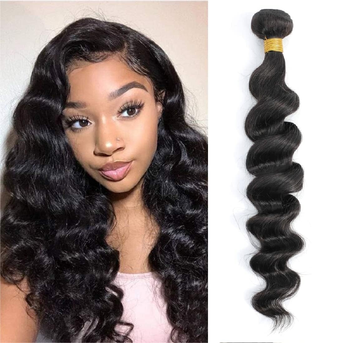 14\' loose wave Amazon.com : Kapelli Hair Body Wave Bundles with Closure (12  main image 3