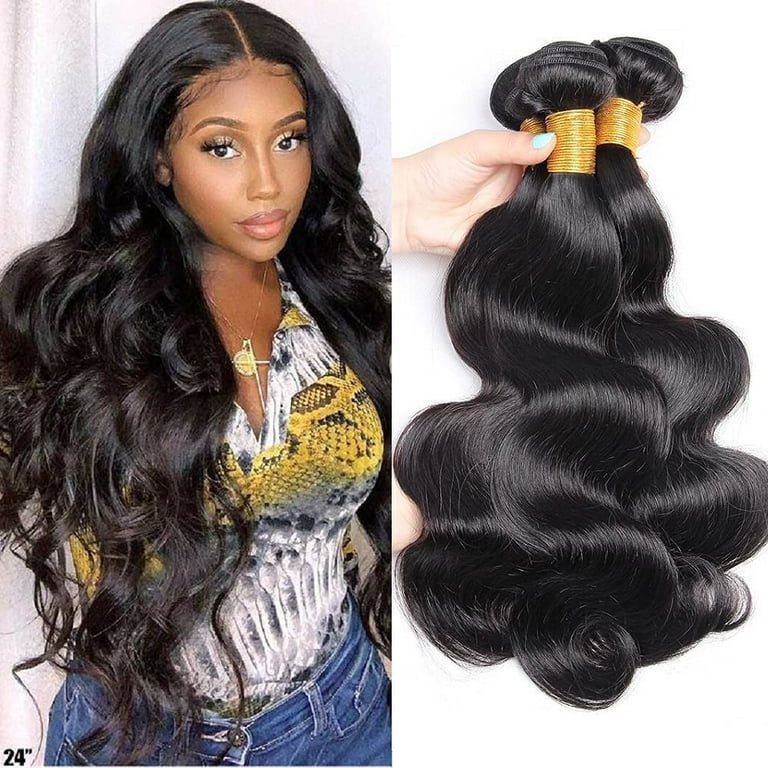 Ustar Brazilian Virgin Remy 100% Human Hair Weave Body Wave Natural Black  Color 1B - 24,26,28 inch (3 Bundles)