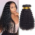 thumbnail image 1 of Ustar Brazilian Virigin Remy 100% Human Hair Weave Deep Wave Natural Black Color 1B - 24,24,26 INCH (3 Bundles), 1 of 7