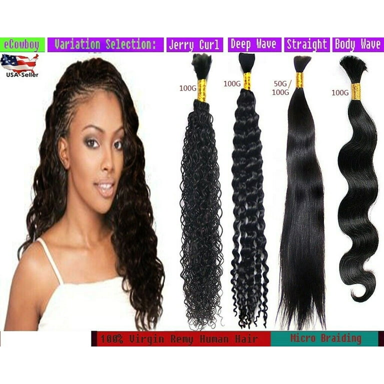 Ustar Bulk Hair for Micro Braiding Hair Weave 100 % Unprocessed Virgin Remy  Brazilian Black Human Hair Bundles 100g Natural Color Weave Hair Deep Wave  Hair 20 