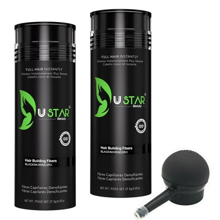 Ustar Hair Building Fibers Black .97oz/27.5g Buy Two Get One FREE Applicator