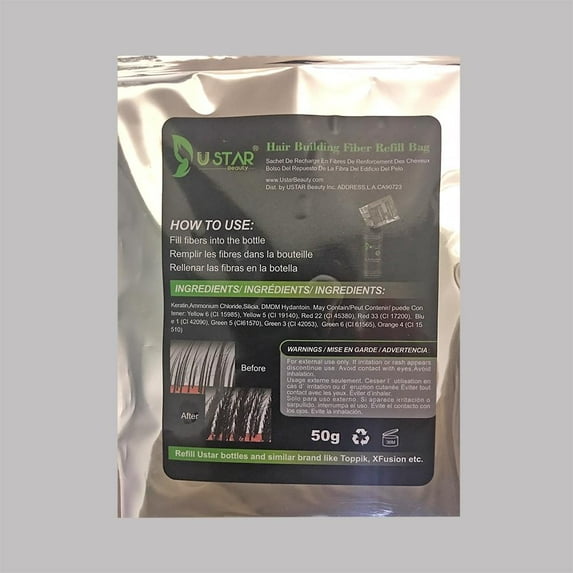 Ustar Hair Building Fibers Refill Bag 50g - Auburn