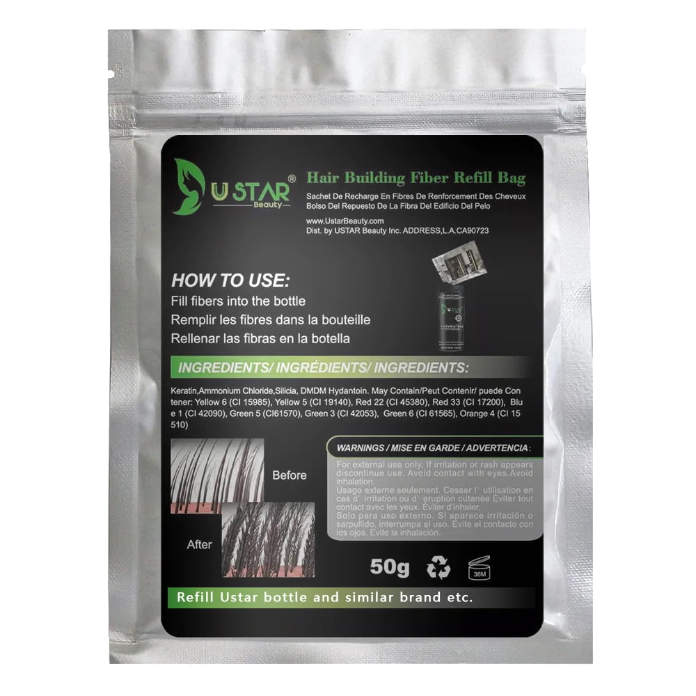 Ustar Hair Building Fibers Refill Bag 50g - Gray