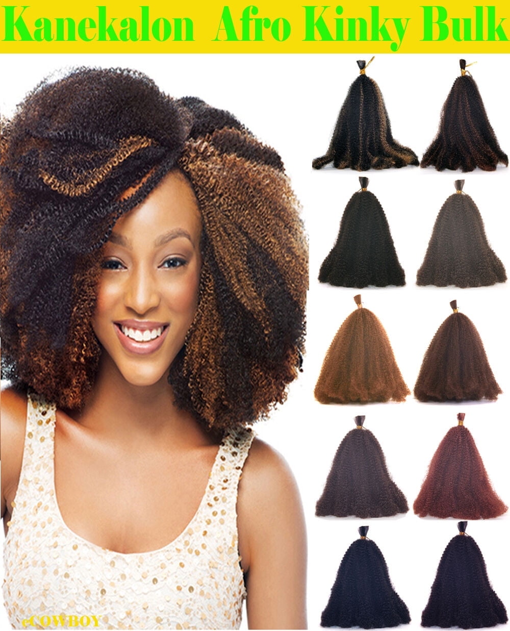 Ustar Hot Sell Kanekalon Braiding Curly Hair Afro Kinky Bulk Extension Hair for Braiding - Color Rich Copper Red #1B Length 12'' - 3 Pack