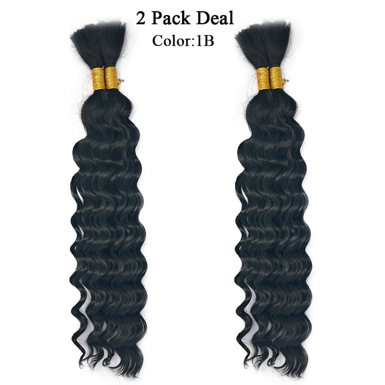 Ustar Hot Selling 18 Deep Weave Bulk Braiding Hair, Human Hair Blend Micro  Braids 18 Deep Wave Bulk for Braiding and Colors, #1B off Black - 2 Pack