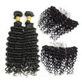 thumbnail image 1 of Ustar Natural Black Virgin Hair Deep Wave 2 Bundles With Frontal, 1 of 3