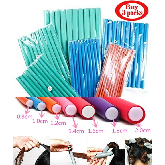 Ustar Professional Flexi Rods for Hair, Hair Roller Curler Set, 9 inch in Length, 10 Pcs Each Pack, Random Color, THREE Pack