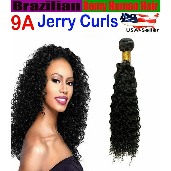 Ustar Unprocessed Brazilian Remy 9A Human Hair Weave Jerry Curly Natural Black Color