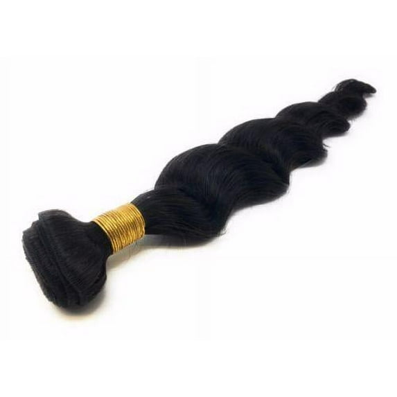 Ustar Unprocessed Remy Loose Wave Human Hair Weave Extensions Natural Black Color 1B - 14 INCH