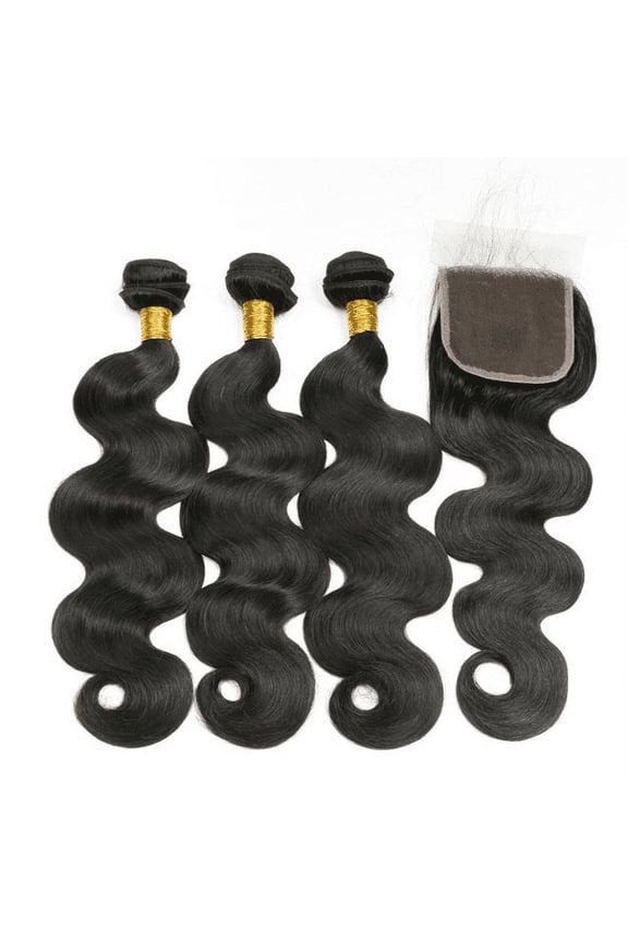 Ustar Virgin Hair 3 Bundles with 4"x4" Lace Closure Body Wave