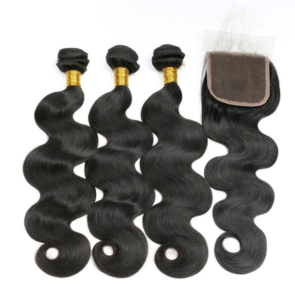 Ustar Virgin Hair 3 Bundles with 4"x4" Lace Closure Body Wave