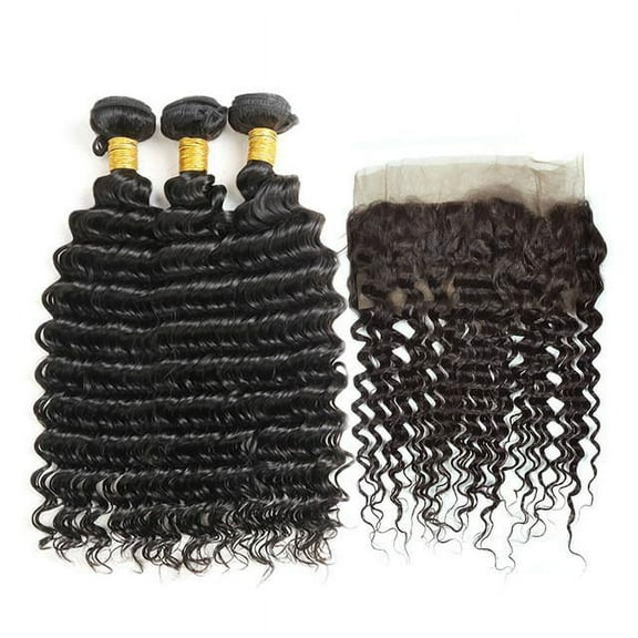 Ustar Virgin Hair Deep Wave Wave 3 Bundles with 360