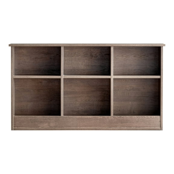 Uster 6-Shelf Wood Twin Bookcase Headboard, Walnut Oak