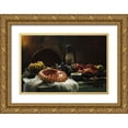 thumbnail image 1 of Ustinagreen 24x17 Gold Ornate Wood Framed with Double Matting Museum Art Print Titled - Stilllife  With Cake And Grapes, 1 of 4