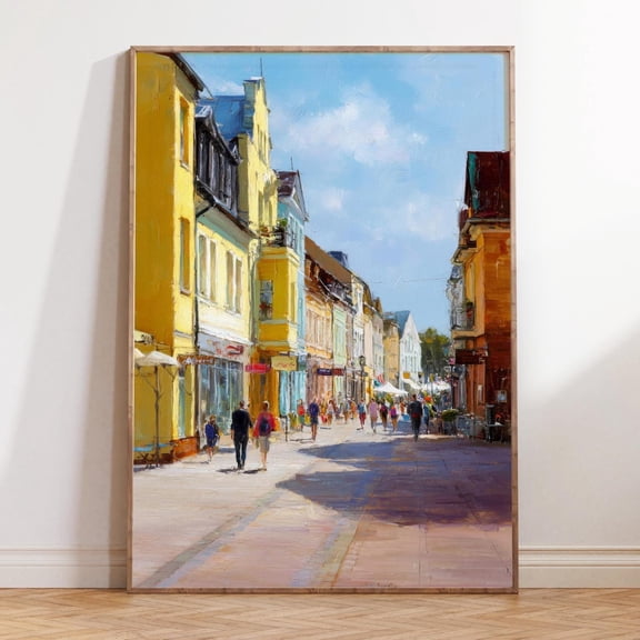 Ustka Poland Baltic Town Coastal Street Scenery Wall Art, Unframed Paper Print Size 8x12