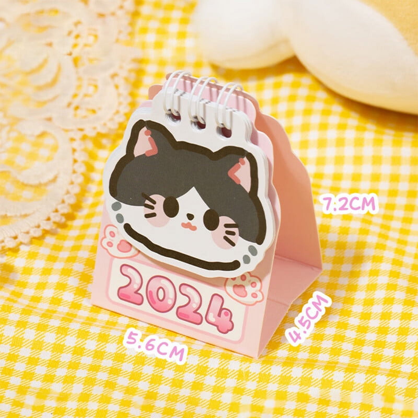 Ustorage 2024 Calendar Cartoon Cat Desk Calendar Mini Portable Coil Calendar  Record Book Kawaii Office School Desk Decoration Stationery - Walmart.com