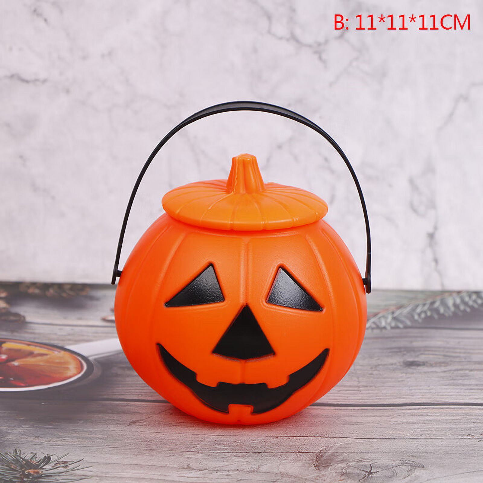 Ustorage Halloween Christams Party Props Plastic Pumpkin Bucket Candy