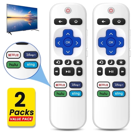 Ustris 2 Pack Remote Control Compatible for Roku Smart TV Ruko Ruku Roko Remotes Replacement, Only for Roku/ TCL /Onn /Hisense /Sharp /Philips/ Westinghouse Insignia Element TLC