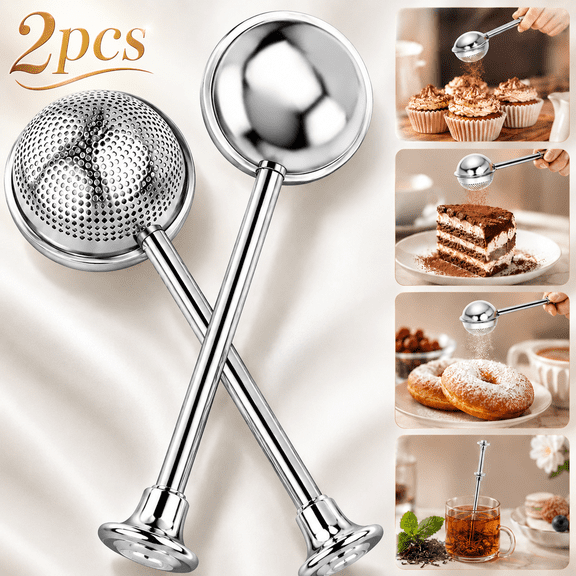 Ustris 2PC Small Flour Sifter Sugar Shaker-Flour Duster, Powdered Duster Flour for Bread Baking, One-Handed, Baking Supplies for Home Bakers,Sourdough Bread,Sugar Flour,Spices,Tea Leaves