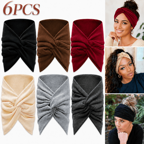 Ustris Extra Wide Headbands for Women, Large Thick Turban Head Wrap Headband, Bandana Head Bands for Women's Hair, Non Slip Workout Yoga Hairband Hair Accessories, 6 Pack