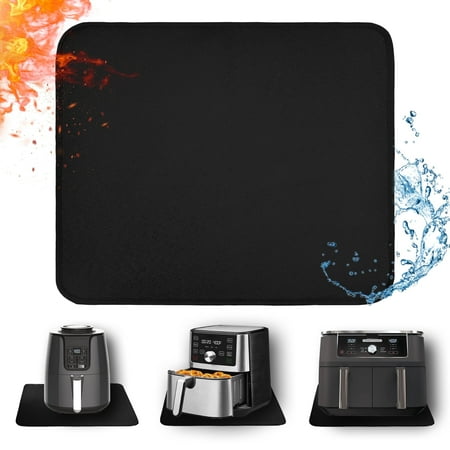 Ustris Heat Resistant Mat for Air Fryer, 18" x 15" Heat Resistant Mat, Fireproof Silicone Countertop Protector Pod with Sliding Function for Most Air Fryer, Coffee Maker, Toaster, Oven (Black)