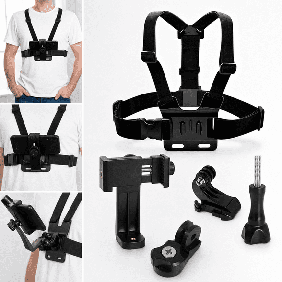 Ustris Mobile Phone Chest Adjustable Strap Mount, Cell Phone Clips Harness Holder Bracket for GoPro Hero 2018/7/6/5/4/3, Session, Action Camera Chest Phone mount