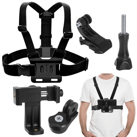 Ustris Mobile Phone Chest Adjustable Strap Mount, Cell Phone Clips Harness Holder Bracket for GoPro Hero 2018/7/6/5/4/3, Session, Action Camera Chest Phone mount