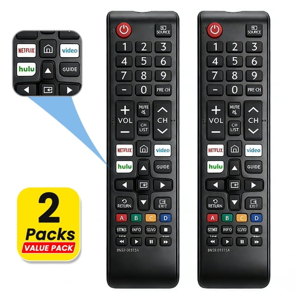 Ustris Pack of 2 New Universal Remote for All Samsung TV Remote, Replacement Compatible for All Samsung Smart TV, LED, LCD, HDTV, 3D, Series TV