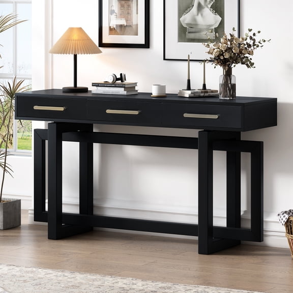 Ustyle 3 Entryway Table - Long For Foyer, Hallway Modern Minimalist Design, Stable & Versatile, Black Corridor, Foyer Minimalist, Functional,