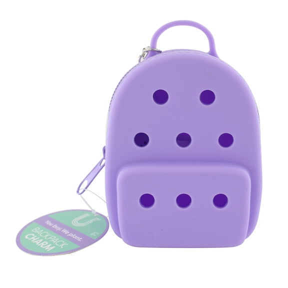 U Style Lavender Purple Mini Silicone Backpack Keychain with Metal Keyring