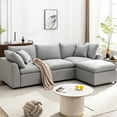 thumbnail image 1 of Ustyle Feather Cushion Sectional - Convertible, Reversible Chaise, Modular, Zipper Closure, Sloped Armrest, Gray Feather-filled Upholstery, 1 of 5