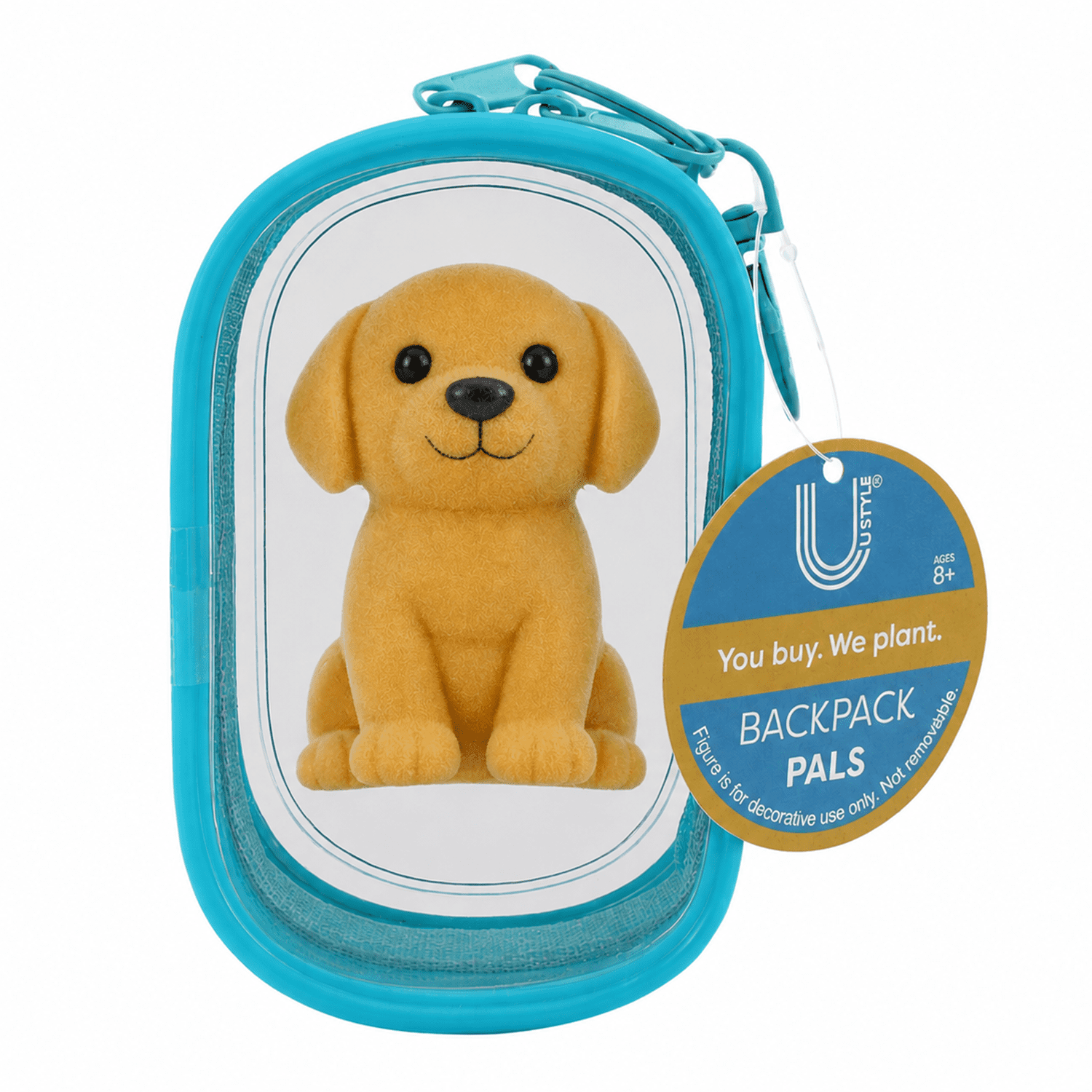 U Style Flocked Figure Trinket Pouch Keychain, Puppy, Blue Case