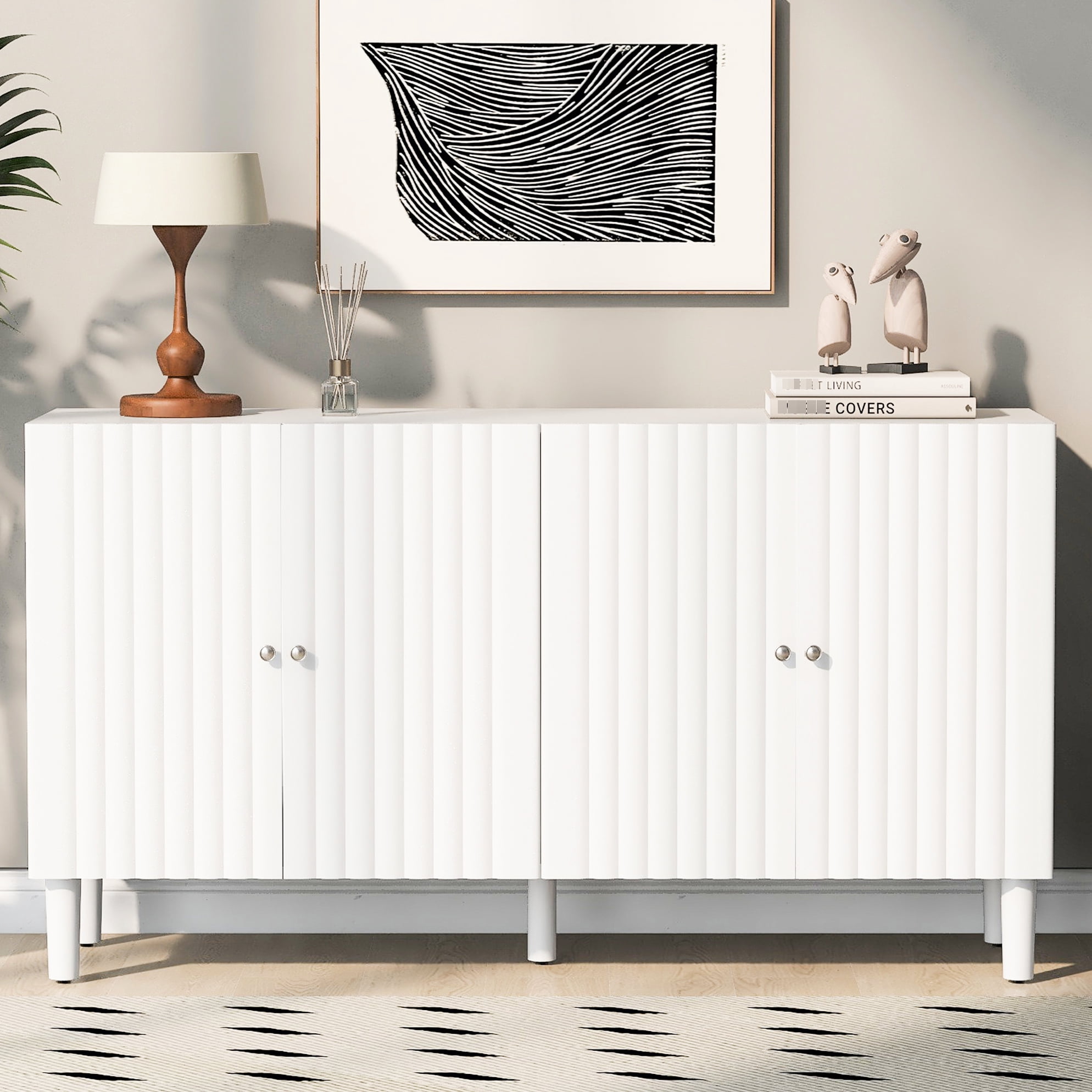 Ustyle Four-door Sideboard With Wavy Design Doors. Firm Cylindrical ...