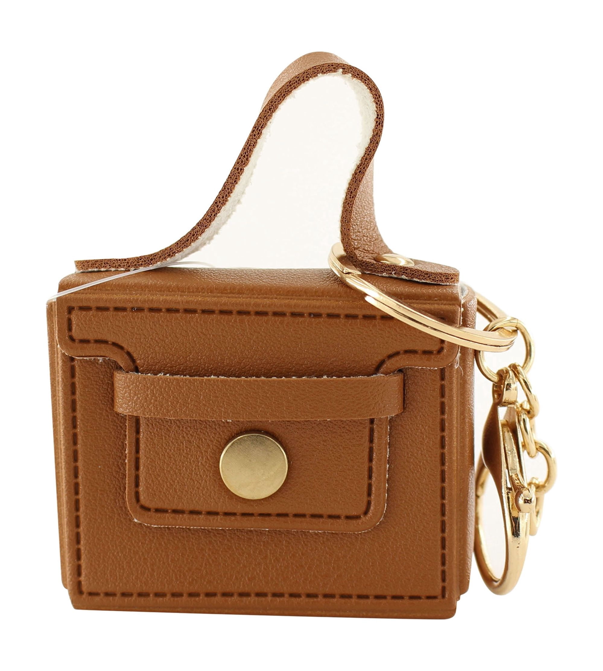 U Style Mini Purse Keychain, Faux Leather, Brown, 2.5" x 1" x 2"