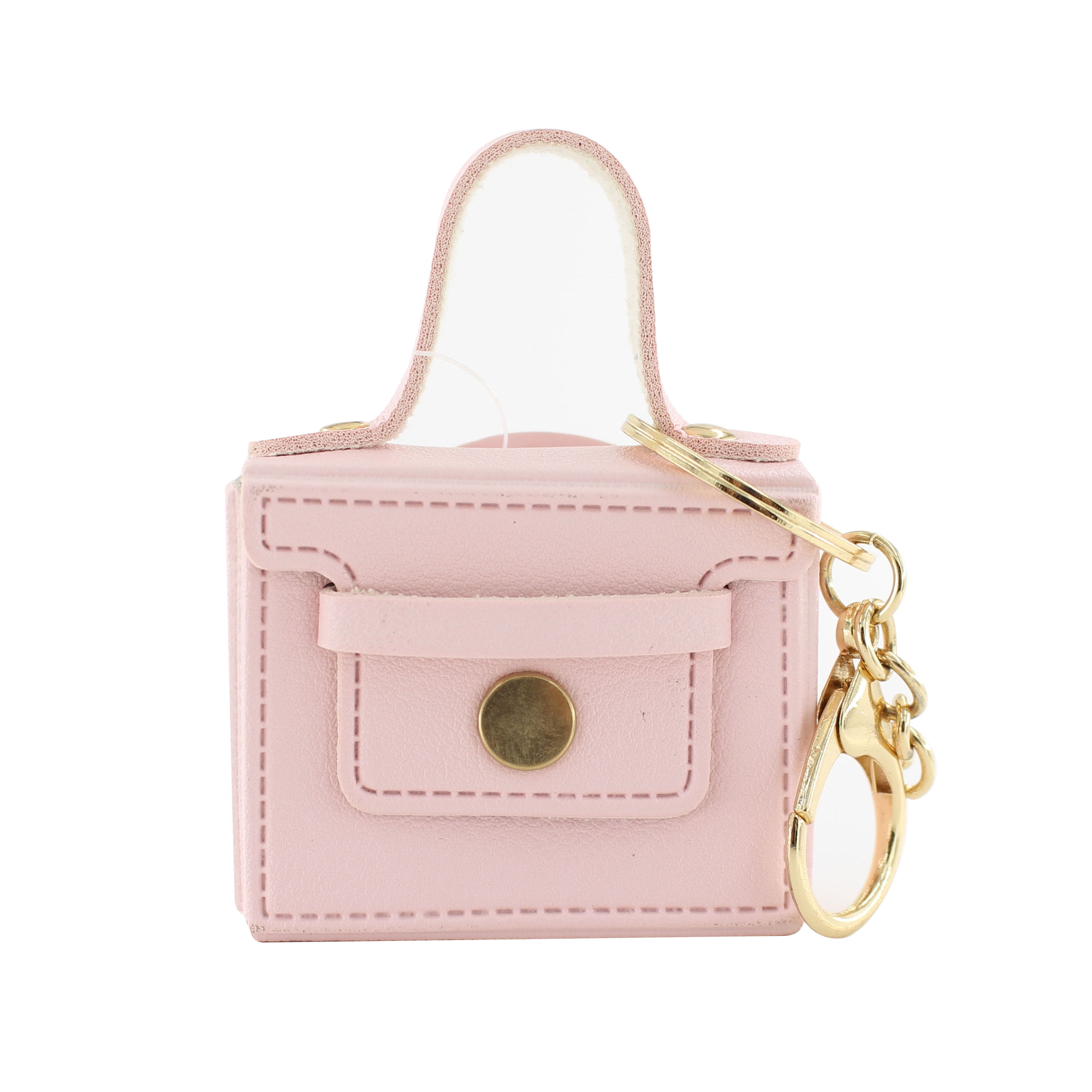 U Style Mini Purse Keychain, Faux Leather, Light Pink, 2.5" x 1" x 2"
