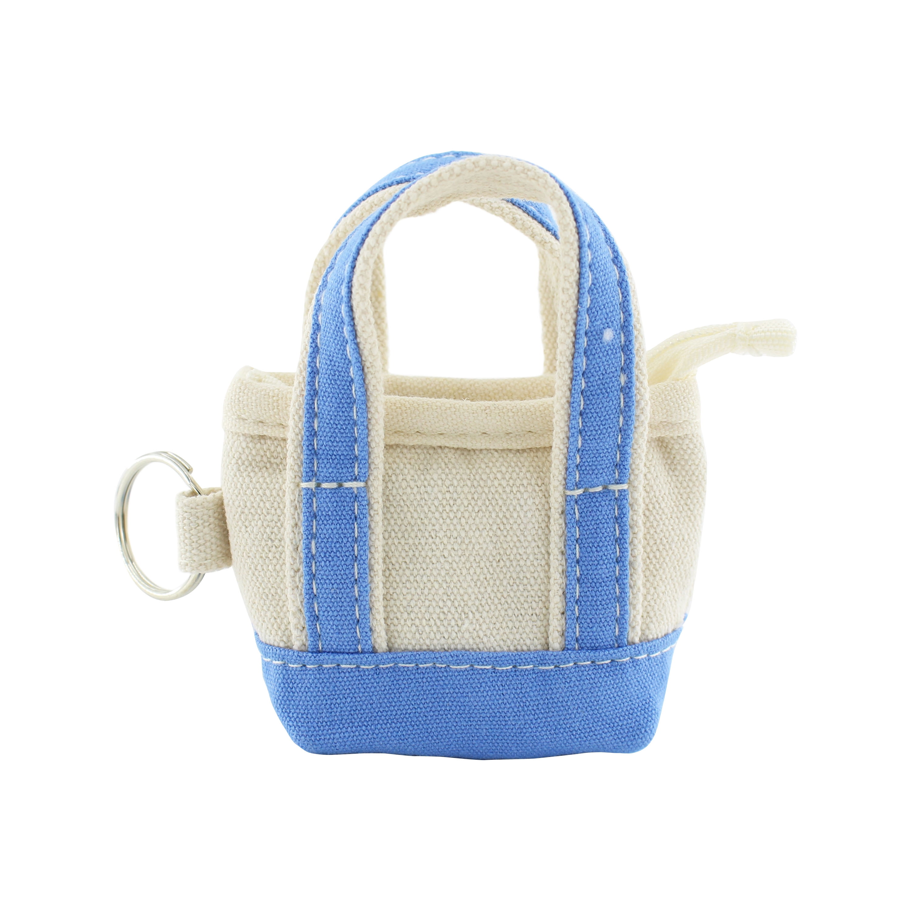 U Style Mini Canvas Tote Keychain, Light Blue