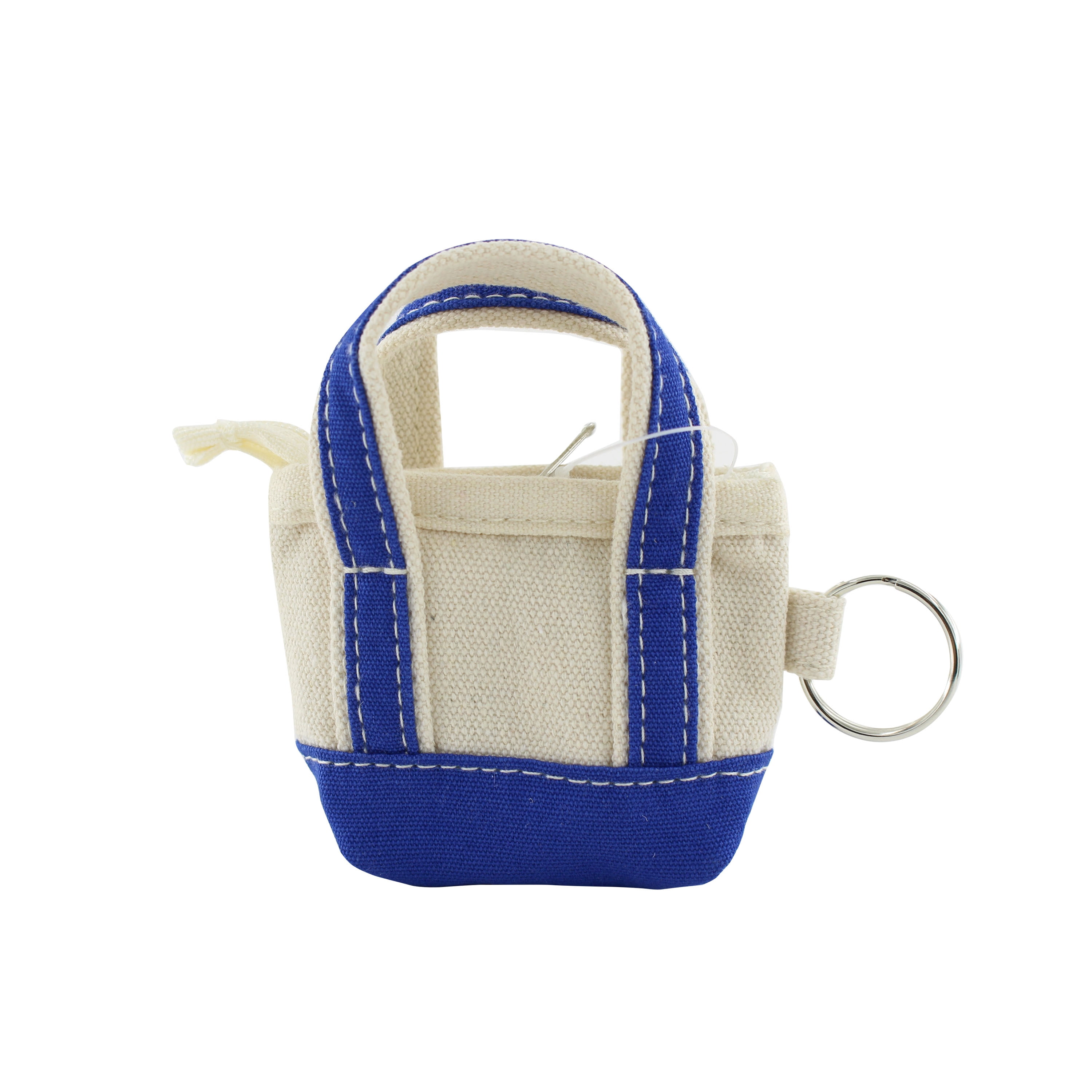 U Style Mini Canvas Tote Keychain, Navy Blue