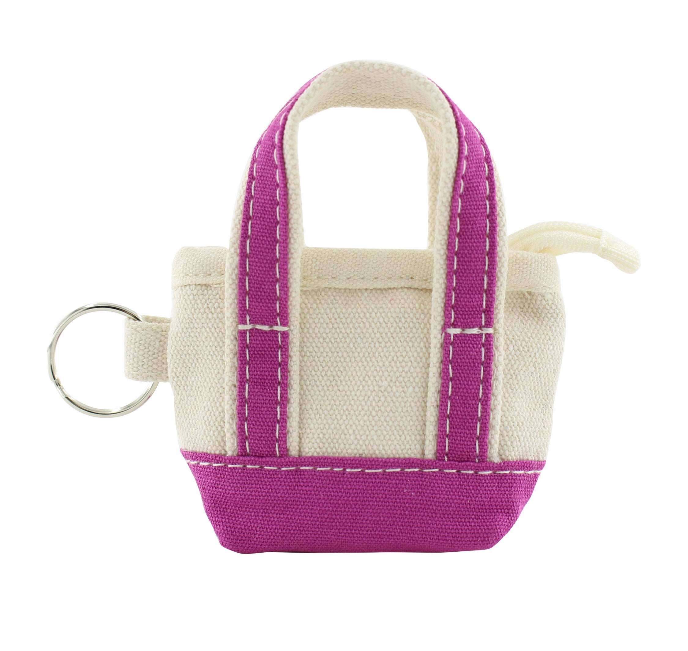 U Style Mini Canvas Tote Keychain in Vibrant Pink