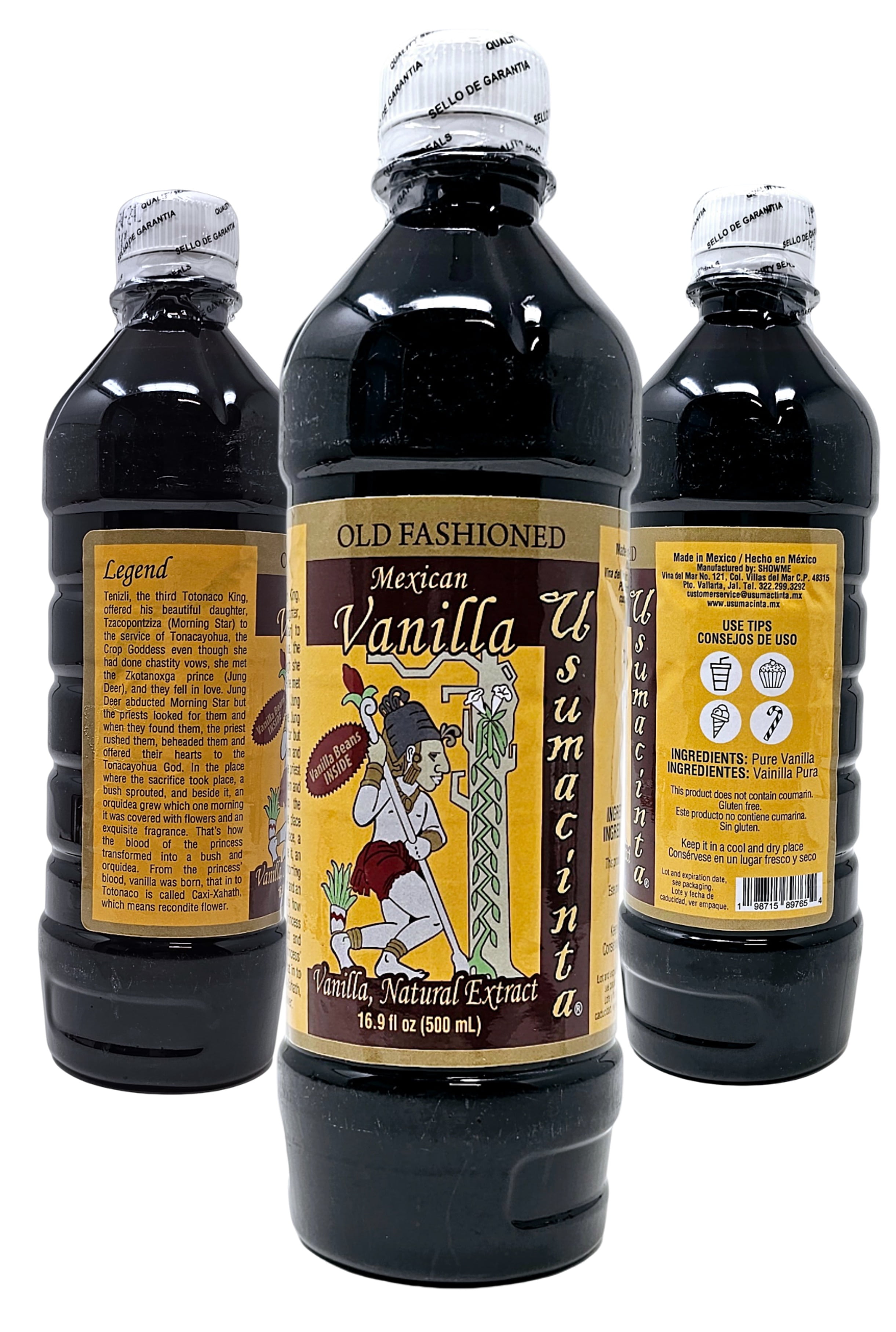 Usumacinta Pure Amber Mexican Vanilla Extract, 16.9oz, Made in Jalisco Mexico