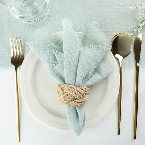 Usupdd Cotton Tassel Napkin Cloth Pleated (Blue), Cotton Tassel Napkin Cloth Pleated Square Mouth Cloth Western Table Setting Cotton Linen Placemats