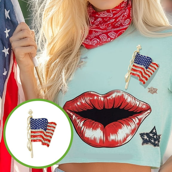 Usupdd Jewelry Enamel Crystal Waving USA (Gold), Jewelry Enamel Crystal Waving USA Flag Corsage Brooch Pin For Clothes Scarf Bag Hat