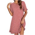 thumbnail image 1 of Usupdd Summer Dresses for Women 2022 Female Women's Leopard Print Round Neck Front Short Back Long Ruffle Dress Women, 1 of 7
