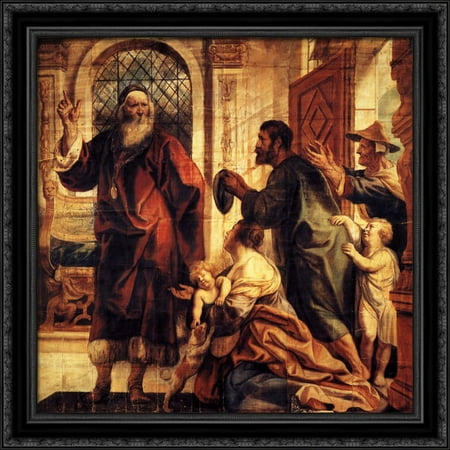 Usury is a great evil 28x28 Large Black Ornate Wood Framed Canvas Art by Jacob Jordaens