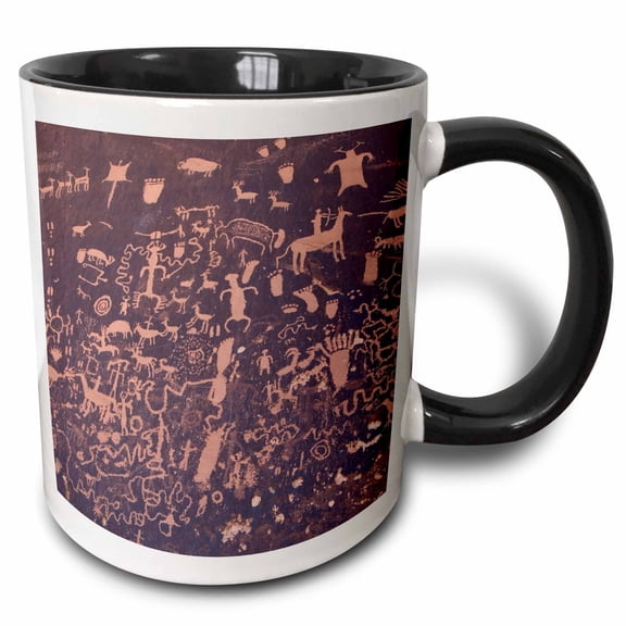 Ut, Newpaper Rock Sp, Petroglyphs - Us45 Jwi0176 - Jamie And Judy Wild, 11oz Two-Tone Black Mug
