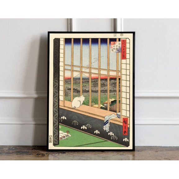 Utagawa Hiroshige Poster, Japanese Print, Japanese VIntage Wall Art, Japanese Art Print, Japanese modern print, Vintage Decor, Gift for mum, 24x36 UNFRAMED