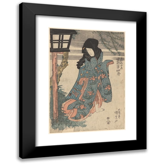 Utagawa Kunisada (Toyokuni III) 11x14 Black Modern Framed Museum Art Print Titled - Actor Iwai Hanshiro in the Role of Oito (ca. 1830)